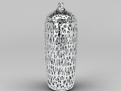 银色镂空花瓶模型
