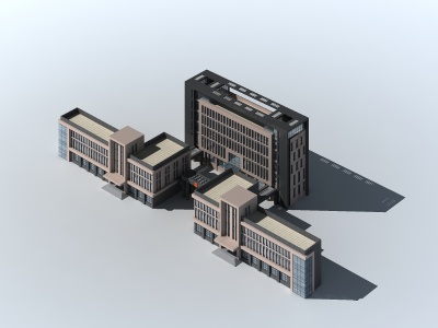 3d办公楼群模型