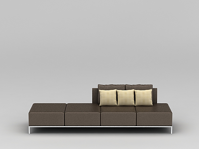 现代咖啡色简约沙发模型3d模型