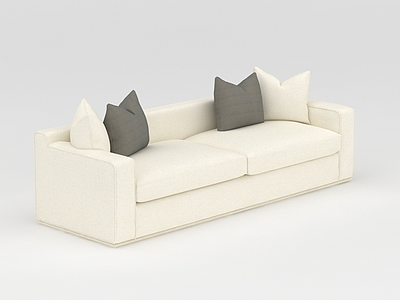 3d米白色布艺双人沙发免费模型