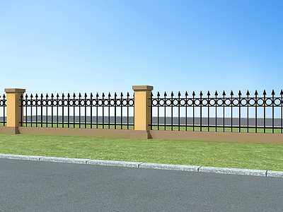围墙护栏模型3d模型