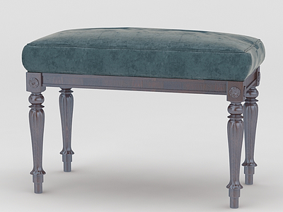 欧式蓝色沙发凳模型3d模型