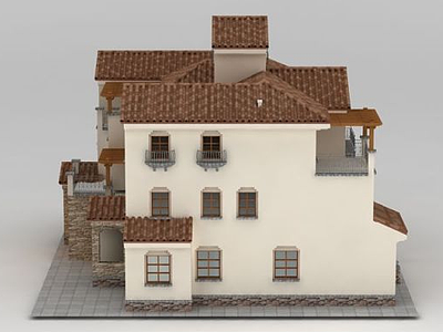 欧式三层别墅模型3d模型