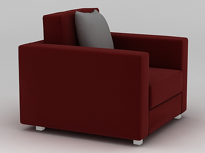 红色单人沙发模型
