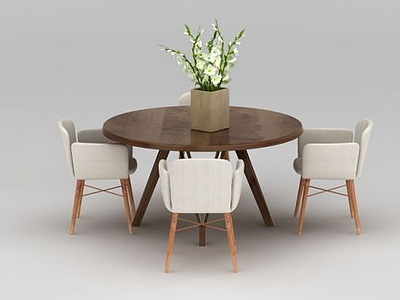 3d现代北欧休闲桌椅模型