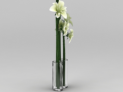3d玻璃瓶花卉绿植免费模型
