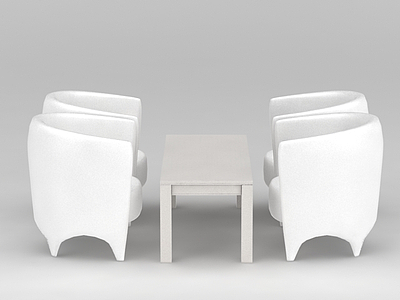 四人休闲咖啡桌椅模型