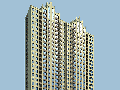 3d小区高层住宅楼模型