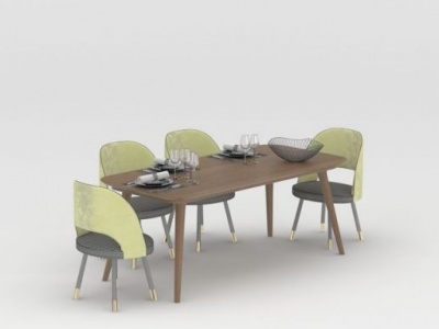 3d时尚北欧餐桌椅模型
