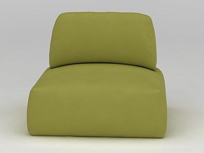 绿色布艺休闲单人沙发模型