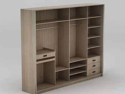 3d卧室原木衣柜模型