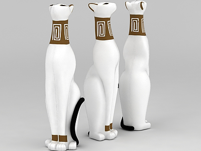 三只小猫雕塑模型