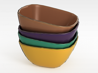 3d五彩陶瓷碗模型