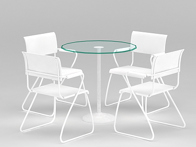 室外白色休闲桌椅模型3d模型