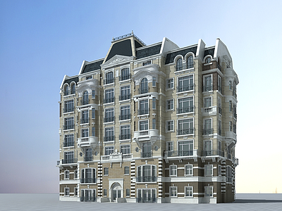 欧式多层住宅建筑模型3d模型