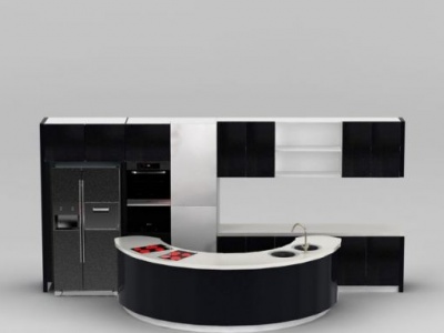厨房橱柜岛台组合3d模型