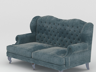 3d欧式复古蓝沙发免费模型