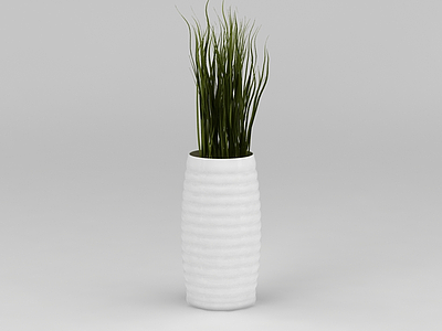 3d白色花瓶绿植免费模型