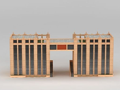 3d小区门口多层建筑模型