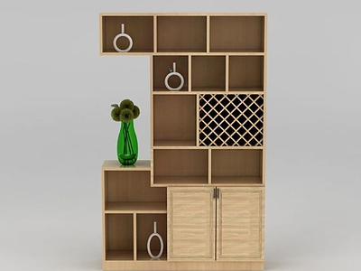 3d现代实木酒柜模型