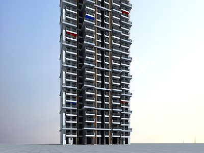3d现代高层住宅模型