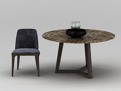 大理石台面餐桌椅模型3d模型