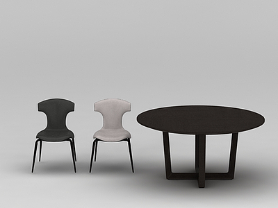 3d简约实木餐桌椅免费模型