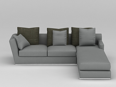 时尚灰色布艺拐角沙发模型3d模型
