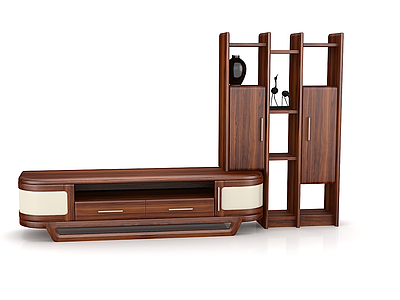 3d客厅实木厅柜组合模型