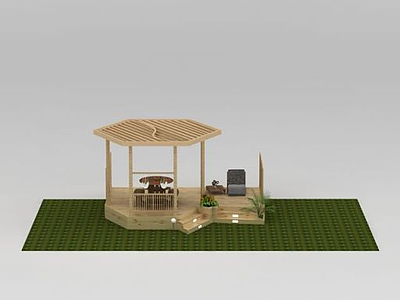 木制庭院花园模型3d模型