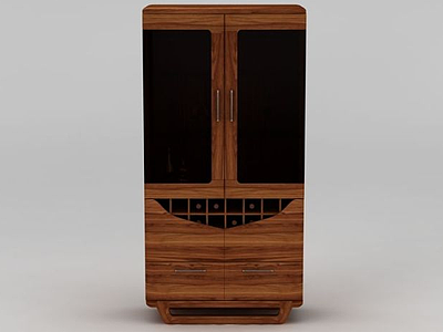 3d高档实木酒柜模型