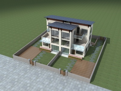 现代三层小别墅模型3d模型