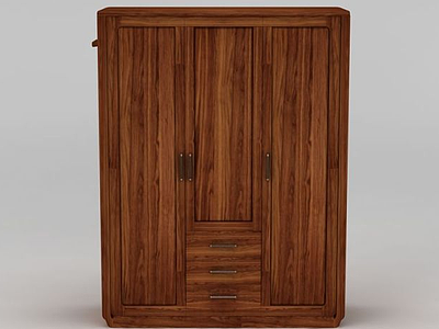 3d卧室实木两门衣柜模型