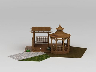 3d园林花园休息亭模型