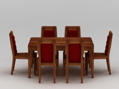 中式实木餐桌椅3d模型