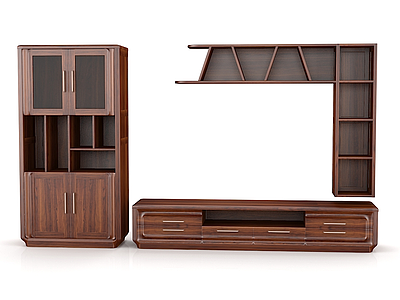 现代实木组合厅柜模型3d模型
