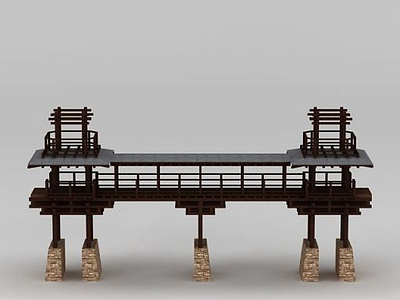 3d中式园林景观桥模型