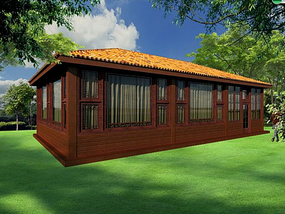 3d单层木屋别墅模型