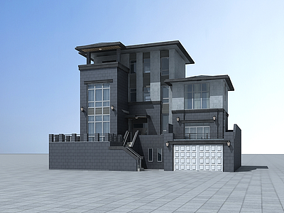 3d现代经济型别墅模型