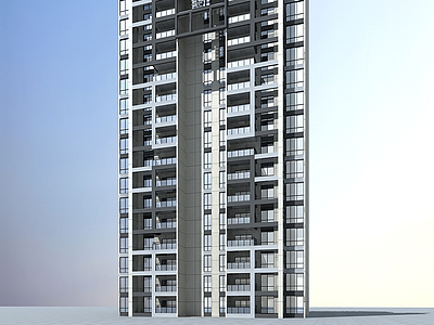 中式高层住宅模型3d模型