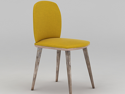 3d现代黄色原木无扶手餐椅免费模型
