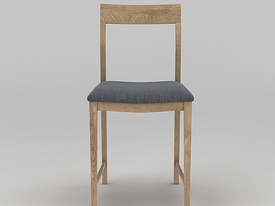 3d北欧实木靠背餐椅免费模型
