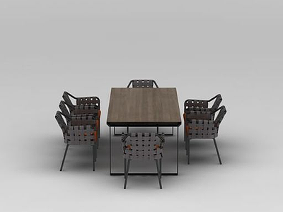3d现代编织餐桌椅模型