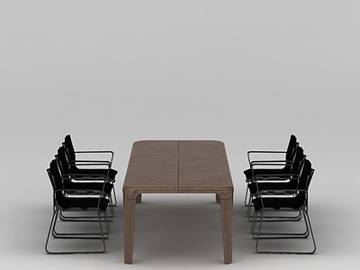 3d个性简约餐桌椅组合模型