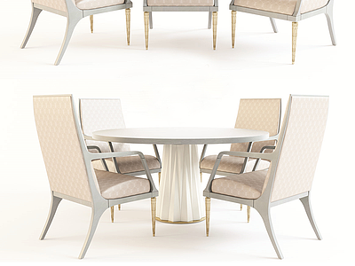 简欧餐厅圆形桌椅组合模型3d模型