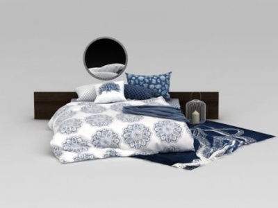 卧室矮床及床上用品3d模型