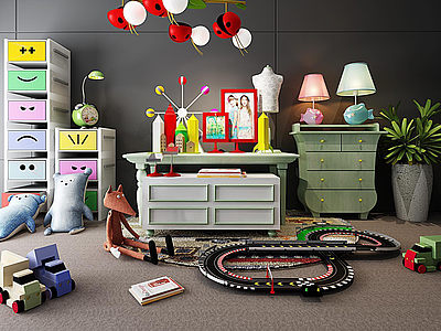 3d儿童卧室<font class='myIsRed'>玩具</font>家具组合模型