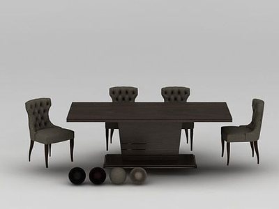 3d高档实木餐桌椅组合模型