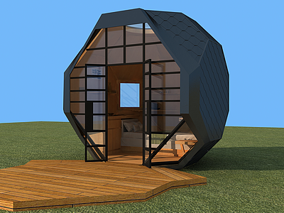 3d休闲度假钻石小屋模型