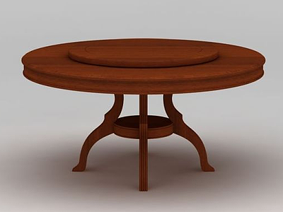 现代实木圆餐桌模型3d模型